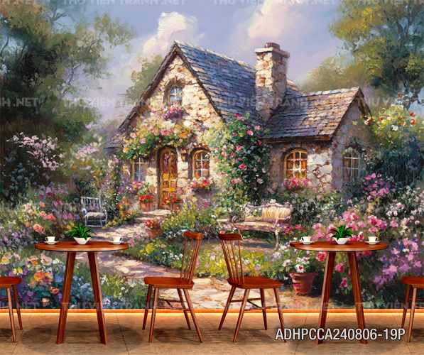  Tranh phong cảnh phố cổ Châu Âu, tranh phong cảnh thành phố ven biển Địa Trung Hải - Tranh tường chất lượng cao
