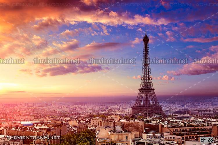 Tranh dán tường  Tháp Eiffel đẹp - Tranh tường chất lượng cao