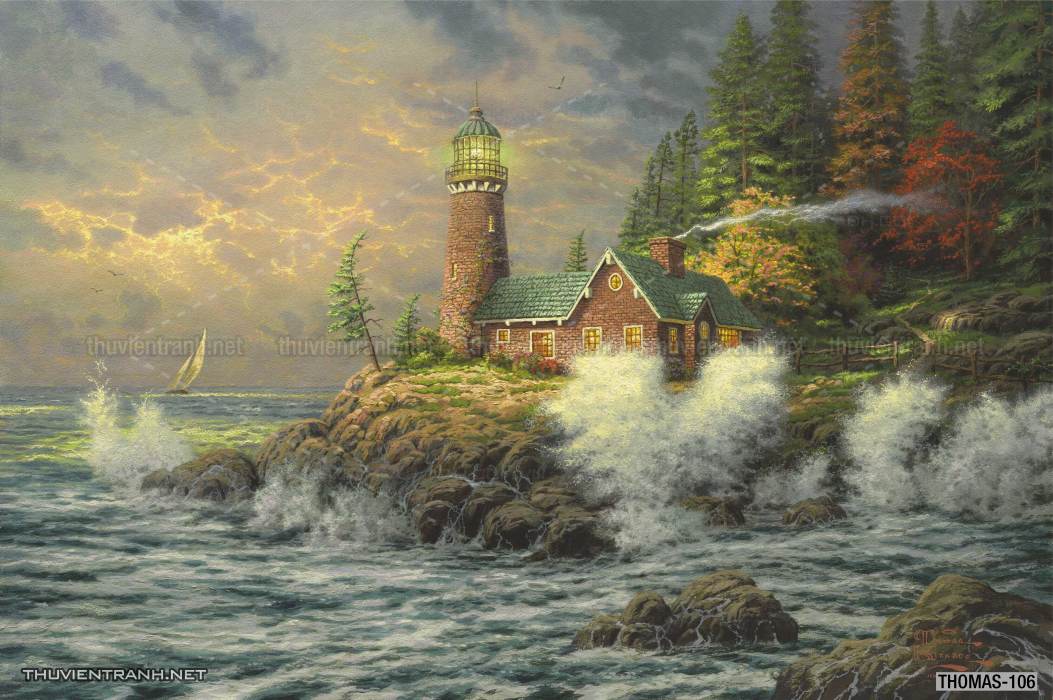 Tranh vẽ sơn dầu Phong cảnh đồng quê thanh bình  và cuộc sống châu Âu - Tranh tường chất lượng cao