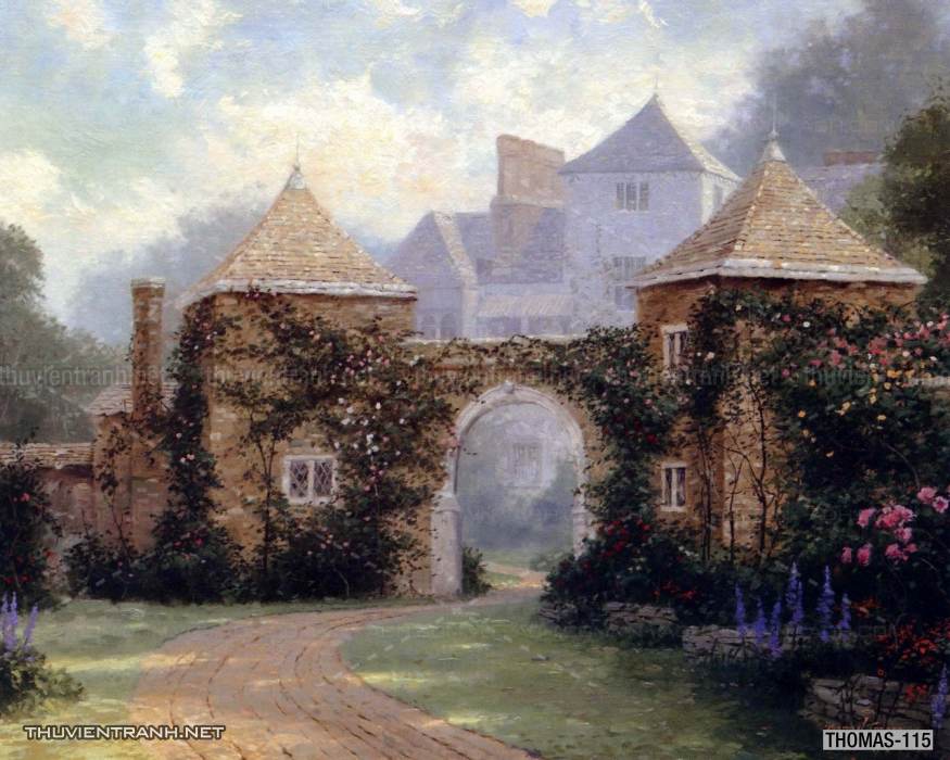 Tranh vẽ sơn dầu Phong cảnh đồng quê thanh bình  và cuộc sống châu Âu - Tranh tường chất lượng cao