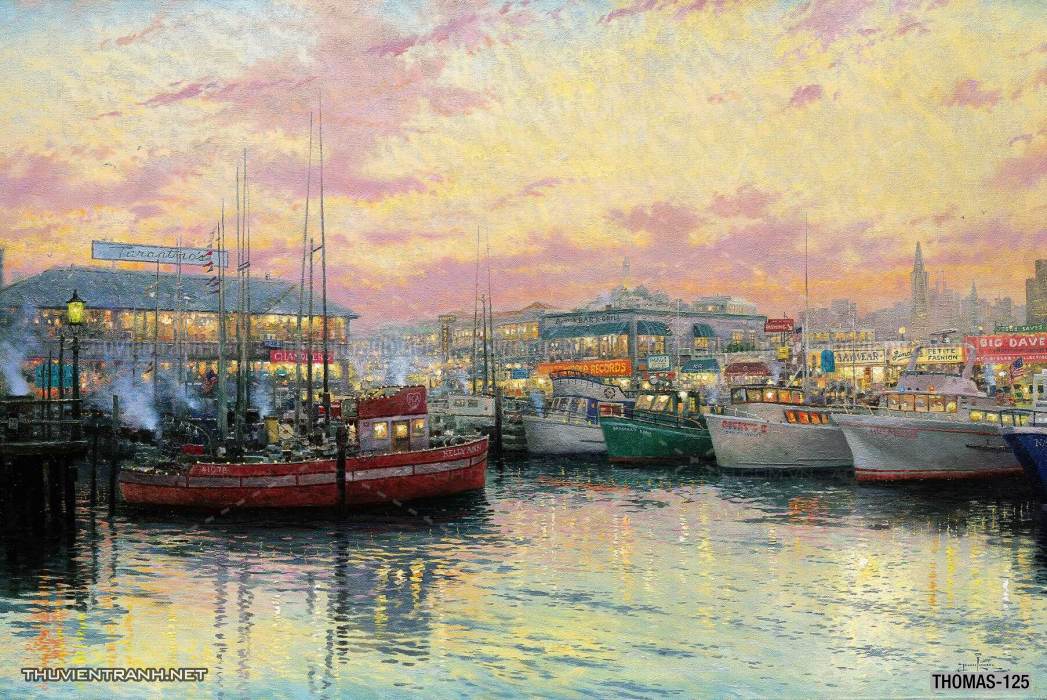 Tranh vẽ sơn dầu Phong cảnh đồng quê thanh bình  và cuộc sống châu Âu - Tranh tường chất lượng cao