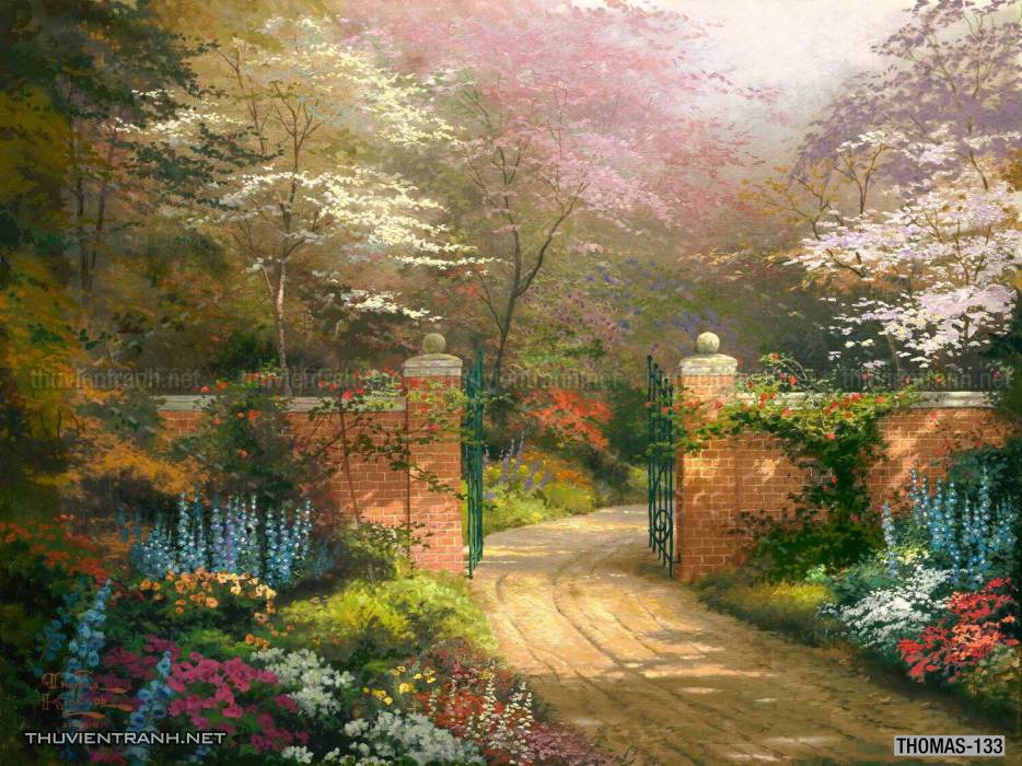 Tranh vẽ sơn dầu Phong cảnh đồng quê thanh bình  và cuộc sống châu Âu - Tranh tường chất lượng cao