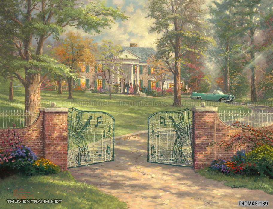 Tranh vẽ sơn dầu Phong cảnh đồng quê thanh bình  và cuộc sống châu Âu - Tranh tường chất lượng cao