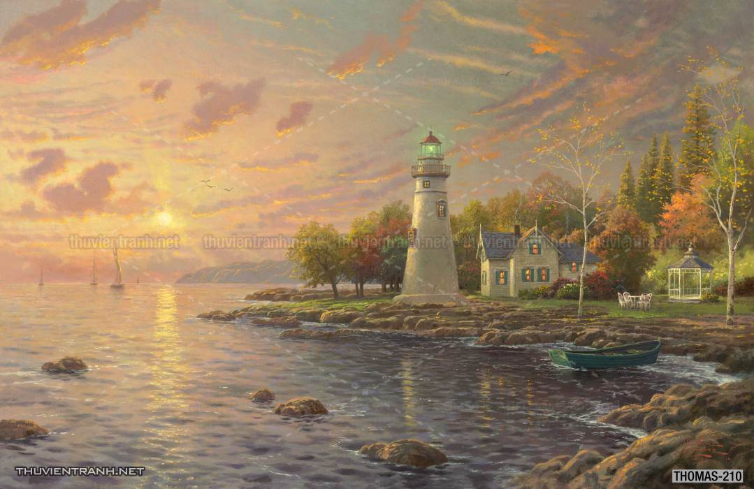 Tranh vẽ sơn dầu Phong cảnh đồng quê thanh bình  và cuộc sống châu Âu - Tranh tường chất lượng cao