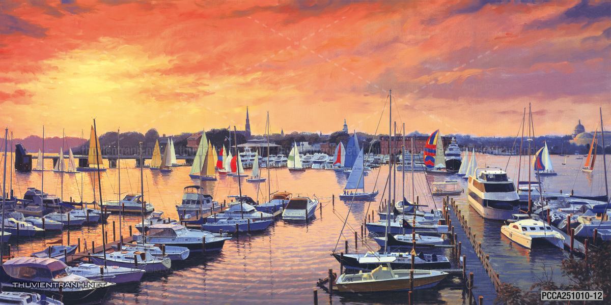 Tranh vẽ sơn dầu Phong cảnh đồng quê thanh bình  và cuộc sống châu Âu - Tranh tường chất lượng cao