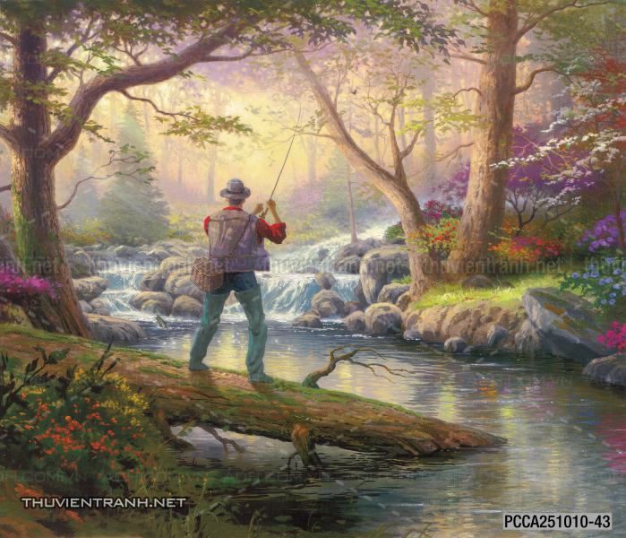 Tranh vẽ sơn dầu Phong cảnh đồng quê thanh bình  và cuộc sống châu Âu - Tranh tường chất lượng cao