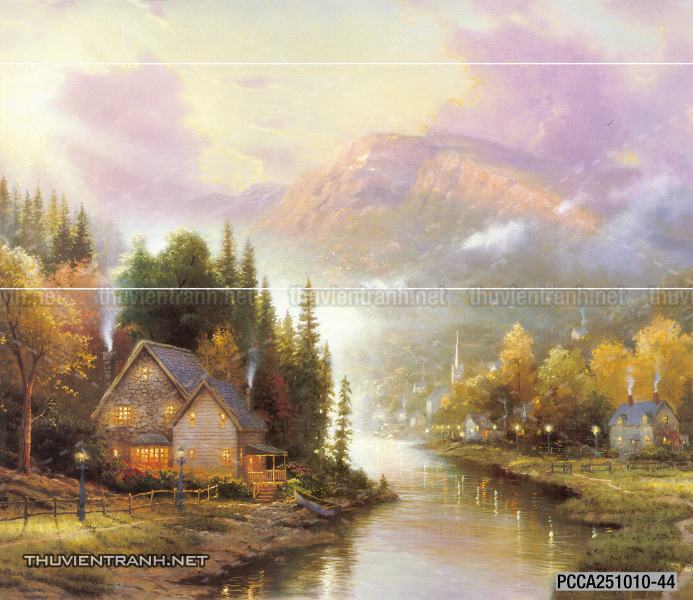 Tranh vẽ sơn dầu Phong cảnh đồng quê thanh bình  và cuộc sống châu Âu - Tranh tường chất lượng cao