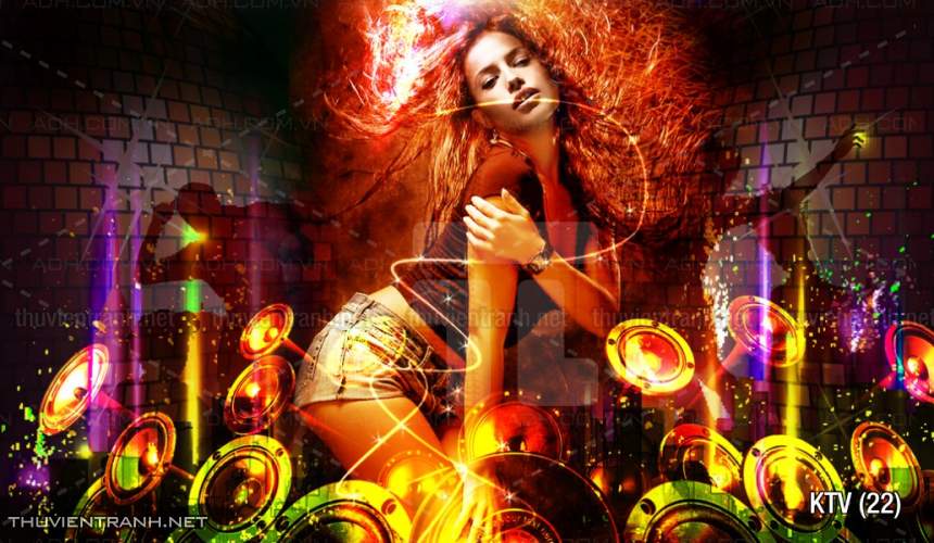 Tranh dán tường quán Karaoke - Tranh tường chất lượng cao