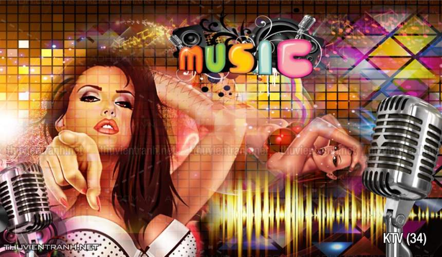 Tranh dán tường quán Karaoke - Tranh tường chất lượng cao