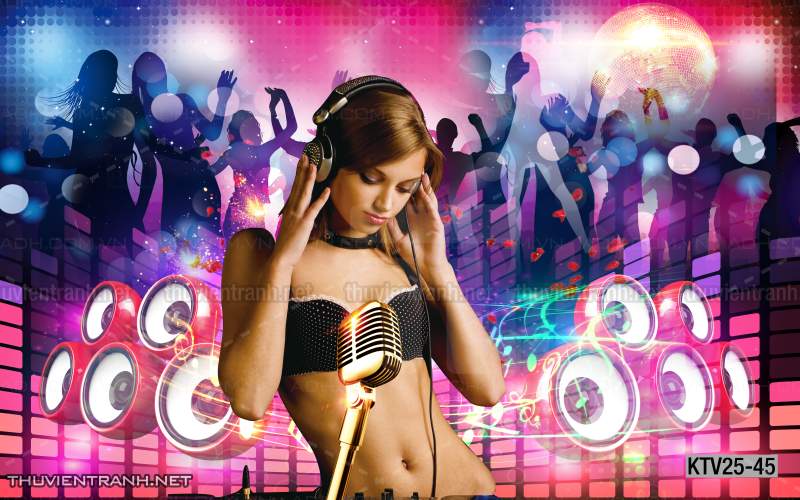 Tranh dán tường quán Karaoke - Tranh tường chất lượng cao