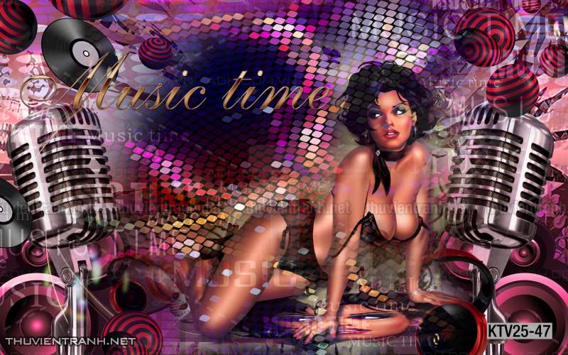 Tranh dán tường quán Karaoke - Tranh tường chất lượng cao