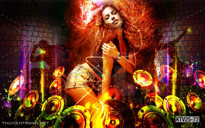 Tranh dán tường quán Karaoke - Tranh tường chất lượng cao