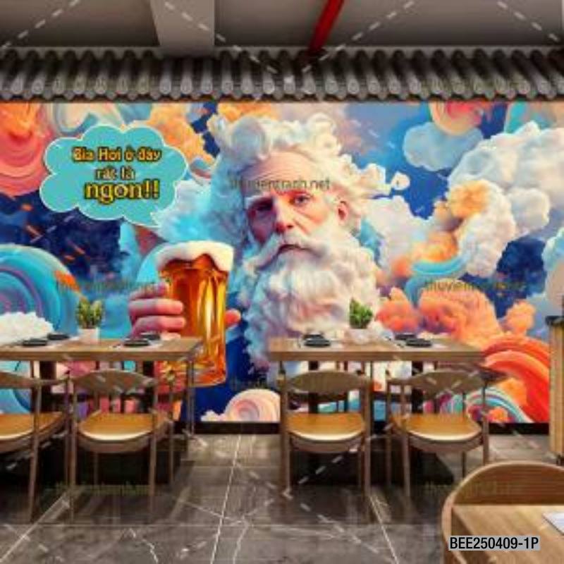 Tranh dán tường Quán Bia- Quán Nhậu- Quán lẩu, nướng, quán ăn - Tranh tường chất lượng cao