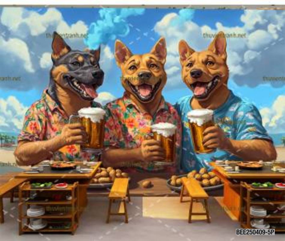 Tranh dán tường Quán Bia- Quán Nhậu- Quán lẩu, nướng, quán ăn - Tranh tường chất lượng cao