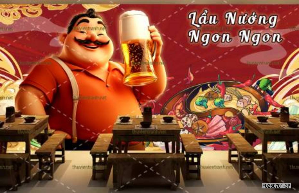 Tranh dán tường Quán Bia- Quán Nhậu- Quán lẩu, nướng, quán ăn - Tranh tường chất lượng cao