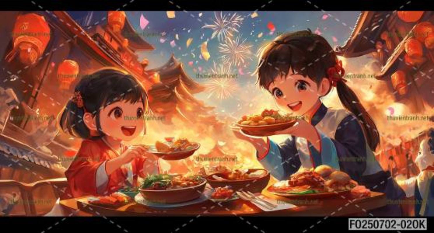 Tranh dán tường quán ăn Vặt, Mỳ cay - Tranh tường chất lượng cao