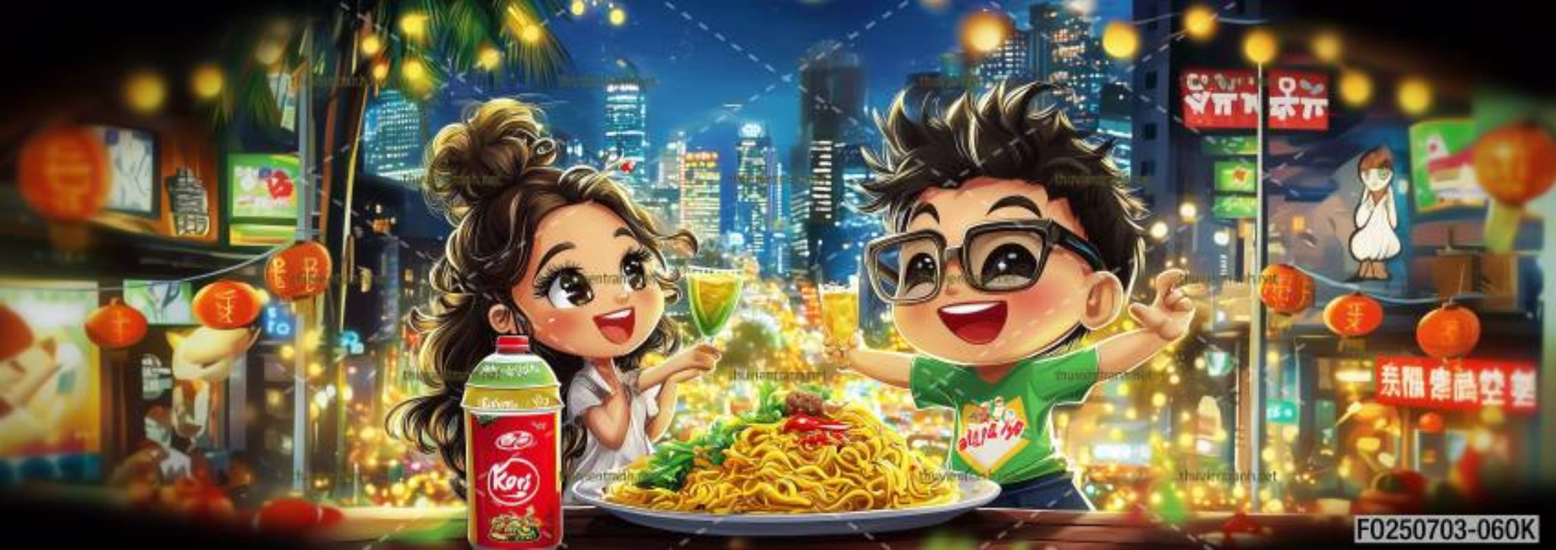 Tranh dán tường quán ăn Vặt, Mỳ cay - Tranh tường chất lượng cao