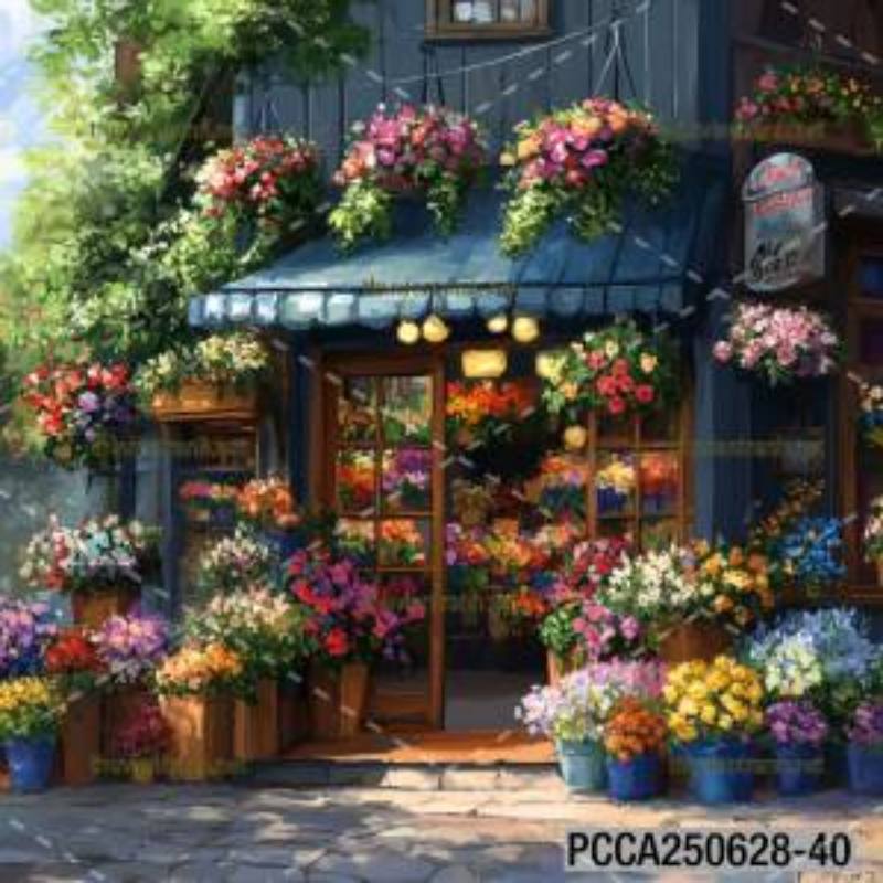 Tranh dán tường con phố xinh đẹp  châu Âu, Quán cà phê Châu Âu - Tranh tường chất lượng cao