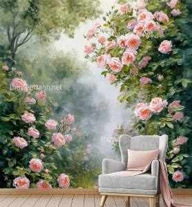 Tranh dán tường hoa cổ điển, hoa hồng, hoa tân cổ điển - Tranh tường chất lượng cao