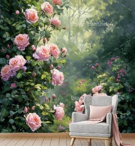 Tranh dán tường hoa cổ điển, hoa hồng, hoa tân cổ điển - Tranh tường chất lượng cao