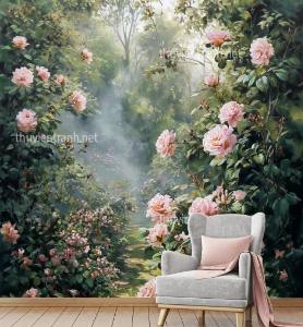 Tranh dán tường hoa cổ điển, hoa hồng, hoa tân cổ điển - Tranh tường chất lượng cao