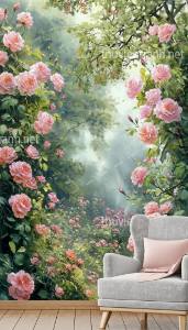 Tranh dán tường hoa cổ điển, hoa hồng, hoa tân cổ điển - Tranh tường chất lượng cao