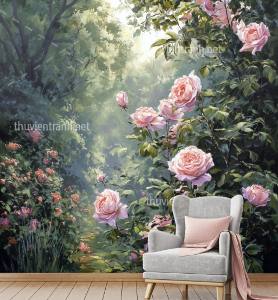 Tranh dán tường hoa cổ điển, hoa hồng, hoa tân cổ điển - Tranh tường chất lượng cao