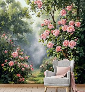 Tranh dán tường hoa cổ điển, hoa hồng, hoa tân cổ điển - Tranh tường chất lượng cao