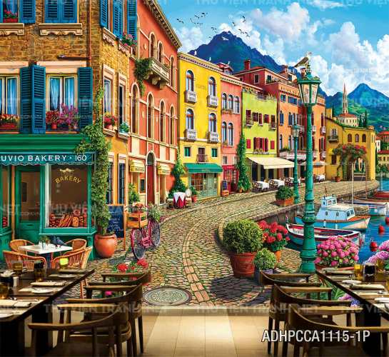 Tranh phong cảnh đường phố Châu Âu - Tranh tường chất lượng cao
