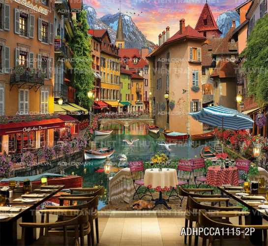 Tranh phong cảnh đường phố Châu Âu - Tranh tường chất lượng cao