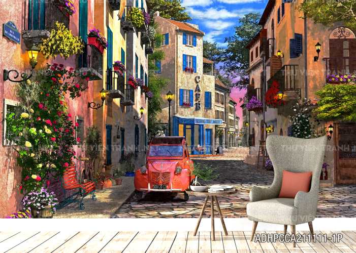 Tranh phong cảnh đường phố Châu Âu - Tranh tường chất lượng cao