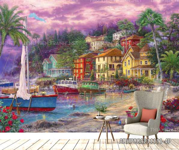 Tranh phong cảnh đường phố Châu Âu - Tranh tường chất lượng cao