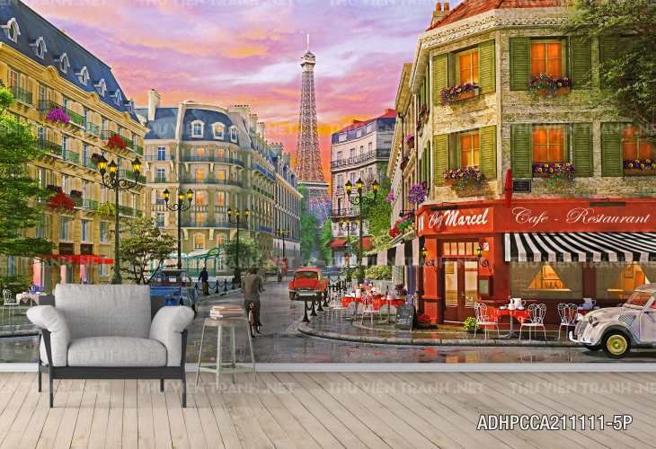 Tranh phong cảnh đường phố Châu Âu - Tranh tường chất lượng cao