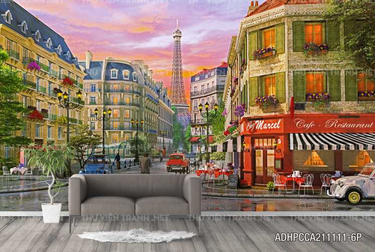 Tranh phong cảnh đường phố Châu Âu - Tranh tường chất lượng cao