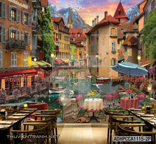 Tranh phong cảnh đường phố Châu Âu - Tranh tường chất lượng cao
