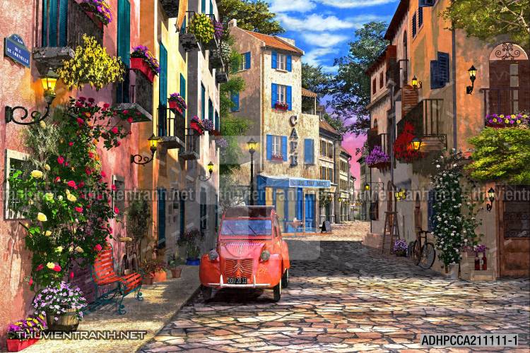 Tranh phong cảnh đường phố Châu Âu - Tranh tường chất lượng cao