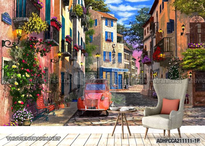 Tranh phong cảnh đường phố Châu Âu - Tranh tường chất lượng cao