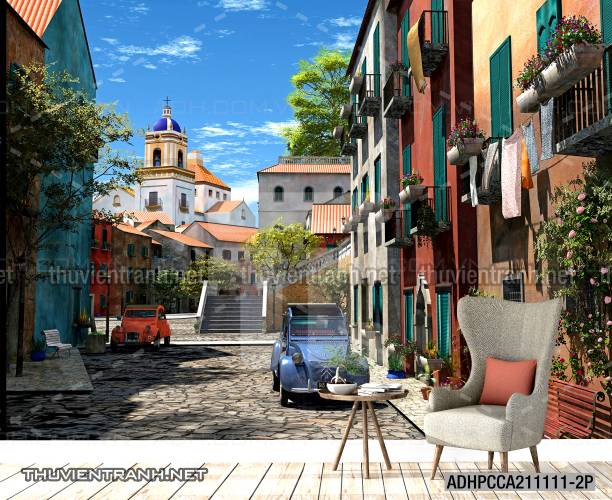 Tranh phong cảnh đường phố Châu Âu - Tranh tường chất lượng cao