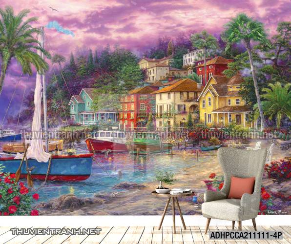 Tranh phong cảnh đường phố Châu Âu - Tranh tường chất lượng cao