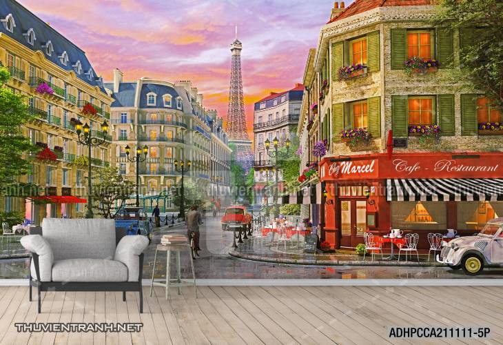 Tranh phong cảnh đường phố Châu Âu - Tranh tường chất lượng cao