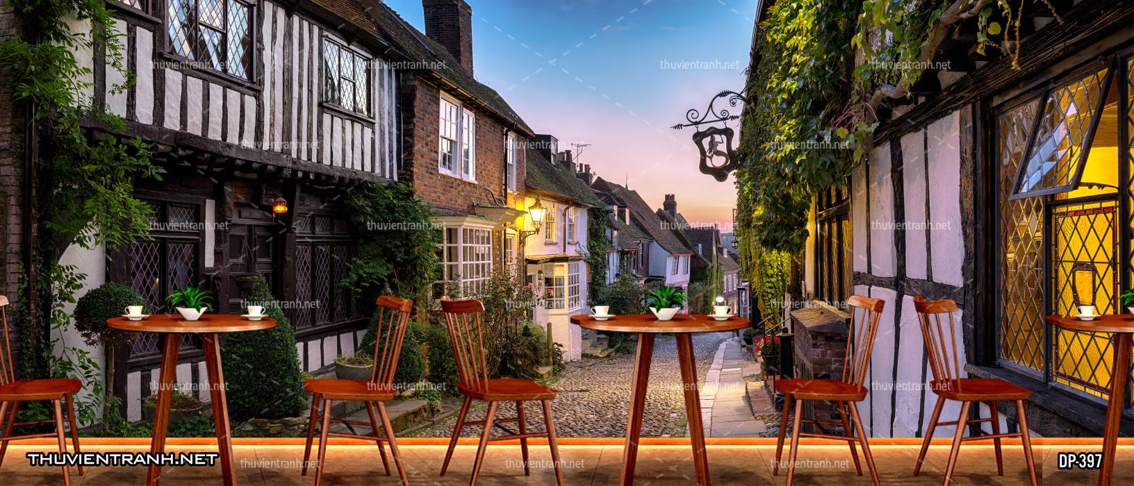 Tranh dán tường đường phố đêm - Tranh tường chất lượng cao