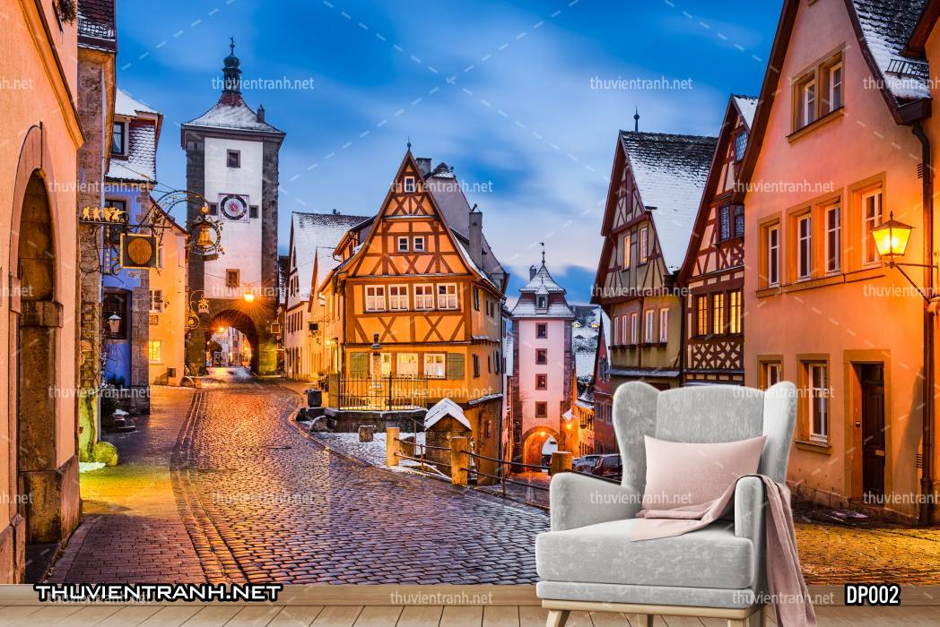  Tranh dán tường đường phố đêm - Tranh tường chất lượng cao