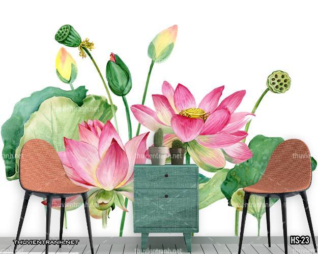 Tranh dán tường Hoa Sen - Tranh tường chất lượng cao