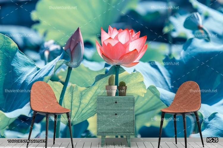 Tranh dán tường Hoa Sen - Tranh tường chất lượng cao