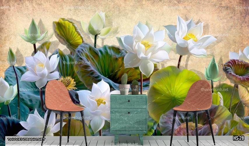 Tranh dán tường Hoa Sen - Tranh tường chất lượng cao