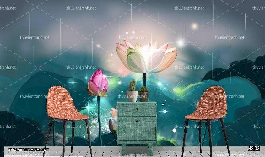 Tranh dán tường Hoa Sen - Tranh tường chất lượng cao