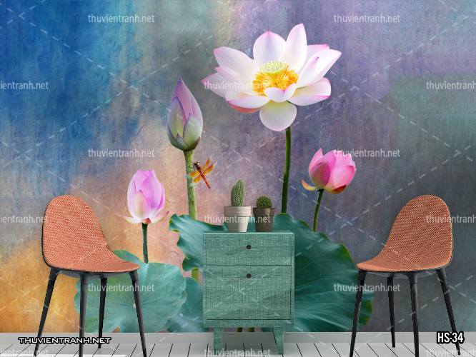 Tranh dán tường Hoa Sen - Tranh tường chất lượng cao