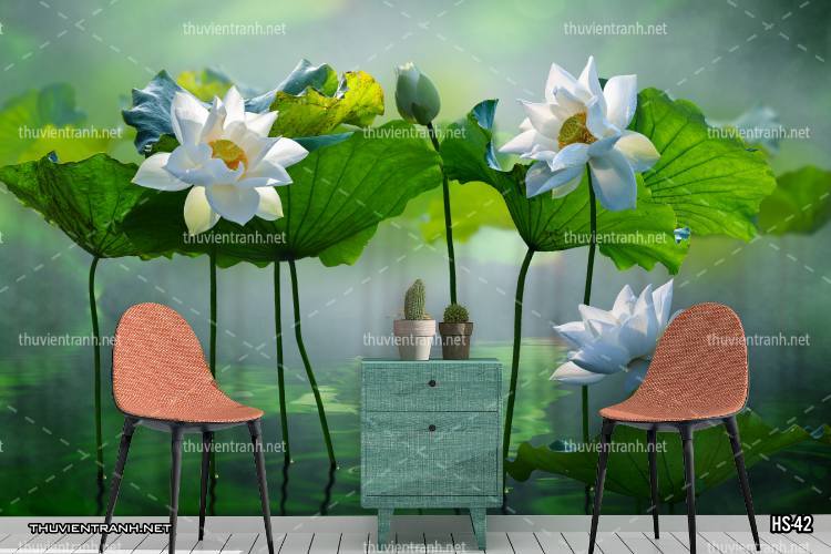 Tranh dán tường Hoa Sen - Tranh tường chất lượng cao