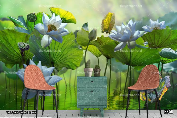  Tranh dán tường Hoa Sen - Tranh tường chất lượng cao