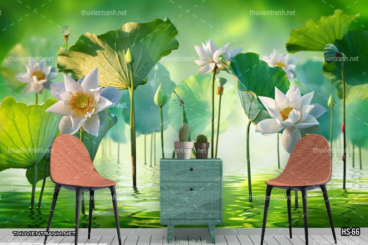  Tranh dán tường Hoa Sen - Tranh tường chất lượng cao